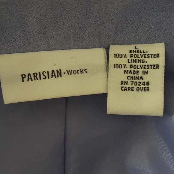 Parisian Works Women’s Lavender Faux Suede Ruffle Jacket Size Large Office - Picture 5 of 6